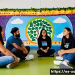 Home 21 회복적 정의를 위한 커뮤니티 참여 방법 - A diverse group of Latin American community members, including men, women, and teenagers, sitting in...